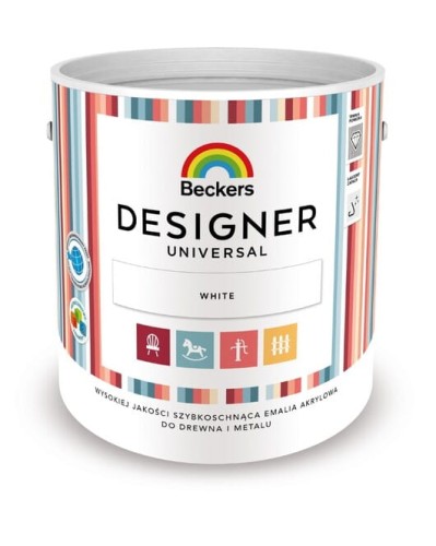 Beckers Designer Universal Emalia do Drewna i Metalu Biała 2,5L