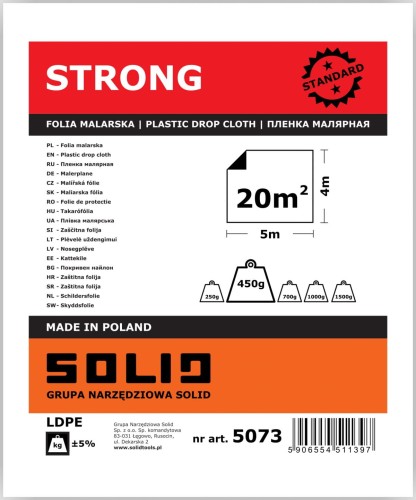 SOLID Folia malarska 4mx5m STRONG