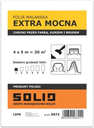 SOLID Folia malarska 4mx5m EXTRA MOCNA