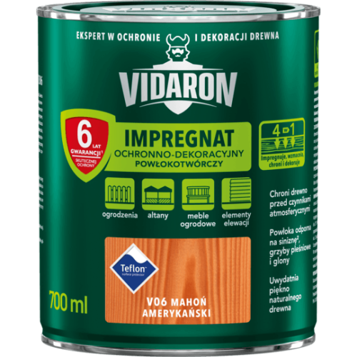 VIDARON IMPREGNAT OCHRONNO-DEKORACYJNY POWŁOKOTWÓRCZY Mahoń Amerykański V06 0,7L