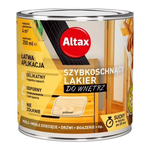 Altax Szybkoschnący Lakier Do Wnętrz Półmat 0,25L