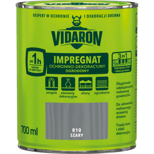 VIDARON IMPREGNAT OCHRONNO-DEKORACYJNY OGRODOWY R10 Szary 0,7L