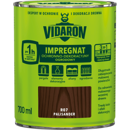 VIDARON IMPREGNAT OCHRONNO-DEKORACYJNY OGRODOWY R07 Palisander 0,7L
