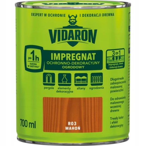 VIDARON IMPREGNAT OCHRONNO-DEKORACYJNY OGRODOWY R03 Mahoń 0,7L