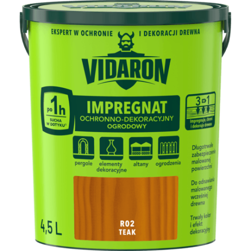 VIDARON IMPREGNAT OCHRONNO-DEKORACYJNY OGRODOWY R02 Teak 4,5L