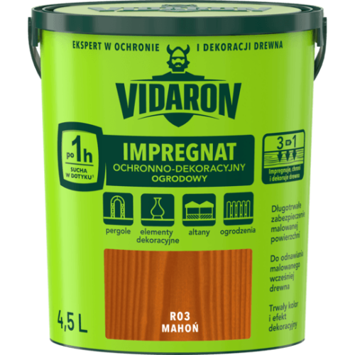 VIDARON IMPREGNAT OCHRONNO-DEKORACYJNY OGRODOWY R03 Mahoń 4,5L