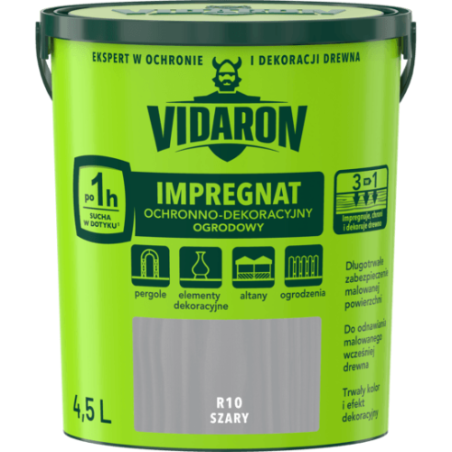 VIDARON IMPREGNAT OCHRONNO-DEKORACYJNY OGRODOWY R10 Szary 4,5L