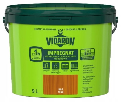 VIDARON IMPREGNAT OCHRONNO-DEKORACYJNY OGRODOWY R02 Teak 9L