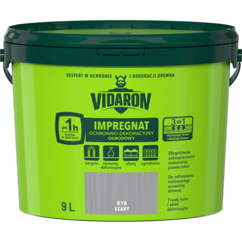 VIDARON IMPREGNAT OCHRONNO-DEKORACYJNY OGRODOWY R10 Szary 9L