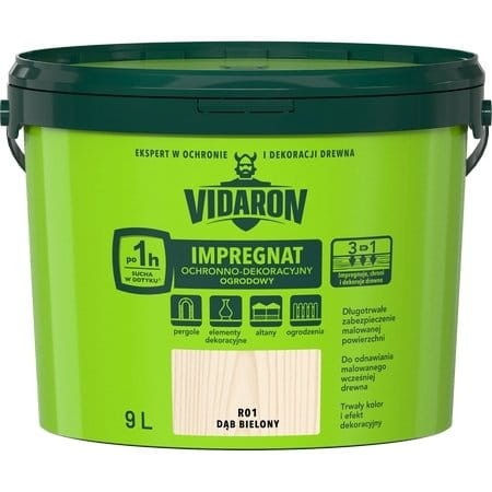 VIDARON IMPREGNAT OCHRONNO-DEKORACYJNY OGRODOWY R01 Dąb Bielony 9L