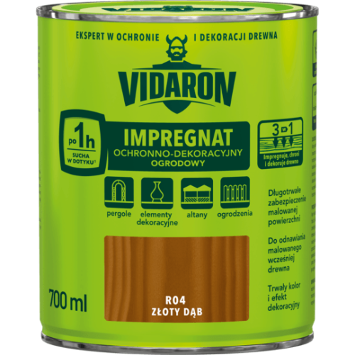 VIDARON IMPREGNAT OCHRONNO-DEKORACYJNY OGRODOWY R04 Złoty Dąb 0,7L