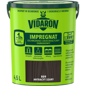VIDARON IMPREGNAT OCHRONNO-DEKORACYJNY OGRODOWY R09 Antracyt Szary 4,5L