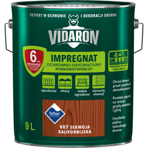VIDARON IMPREGNAT OCHRONNO-DEKORACYJNY POWŁOKOTWÓRCZY Sekwoja Kalifornijska V07 9L