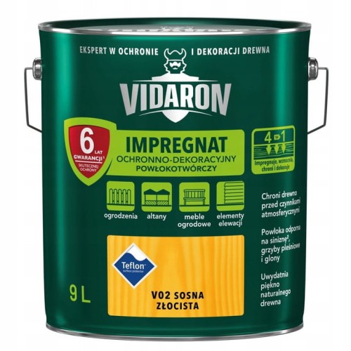 VIDARON IMPREGNAT OCHRONNO-DEKORACYJNY POWŁOKOTWÓRCZY Sosna Złocista V02 9L