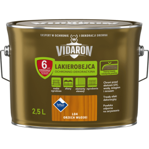 VIDARON LAKIEROBEJCA DO DREWNA L04 ORZECH WŁOSKI 2,5L