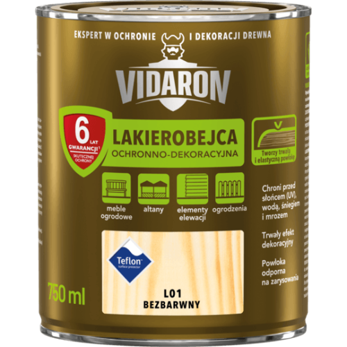 VIDARON LAKIEROBEJCA OCHRONNO-DEKORACYJNA BEZBARWNY 0,75L