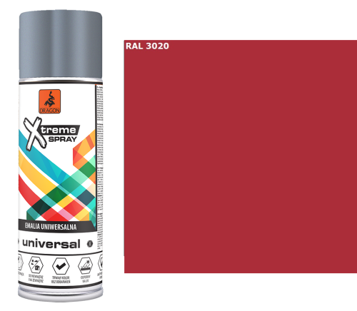 DRAGON Emalia uniwersalna w aerozolu 400ml czerwony jasny RAL 3020