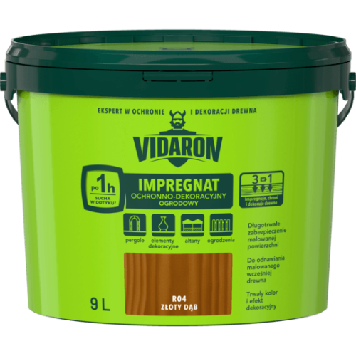 VIDARON IMPREGNAT OCHRONNO-DEKORACYJNY OGRODOWY R04 Złoty Dąb 9L