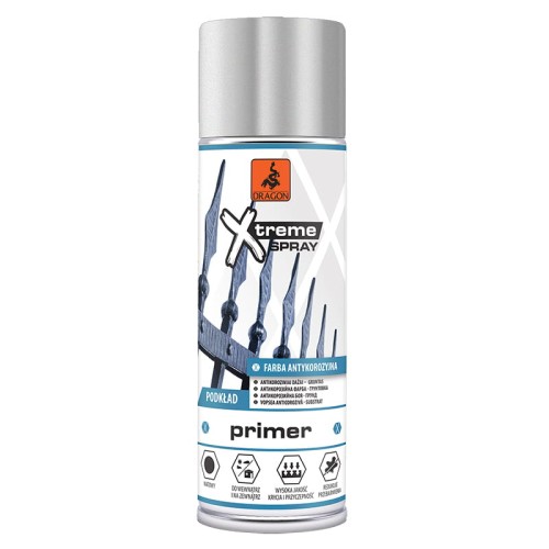 DRAGON Farba antykoryzyjna podkład w aerozolu 400ml szara RAL 7040