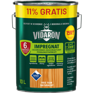 VIDARON IMPREGNAT OCHRONNO-DEKORACYJNY POWŁOKOTWÓRCZY Teak Naturalny V05 10L 