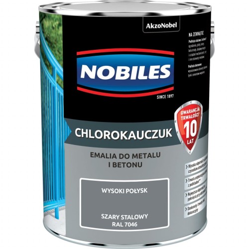Nobiles Emalia Chlorokauczuk Szary Stalowy RAL 7046 5L