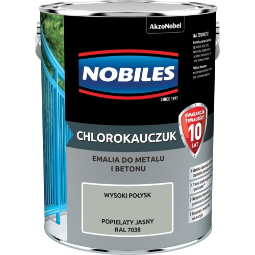 Nobiles Emalia Chlorokauczuk Popielaty Jasny RAL 7038 5L