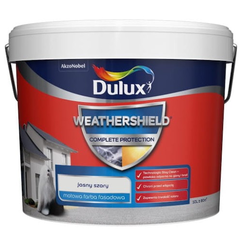 DULUX Farba elewacyjna WEATHERSHIELD COMPLETE jasny szary 10L