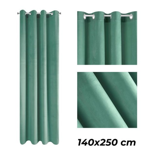 EUROFIRANY Zasłona gotowa PASCAL z matowego welwetu 140x250 cm morski