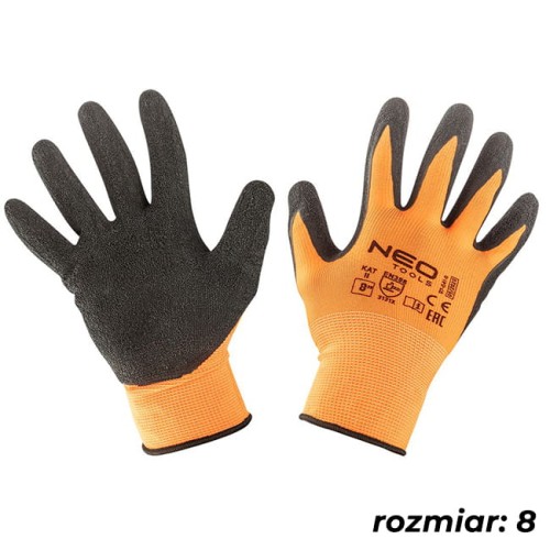 Neo Tools Rękawice robocze, poliester pokryty lateksem 3131X, rozmiar 8