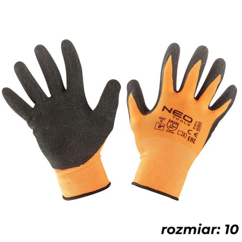Neo Tools Rękawice robocze, poliester pokryty lateksem 3131X, rozmiar 10
