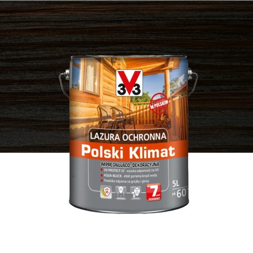 V33 LAZURA OCHRONNA POLSKI KLIMAT IMPREGNUJĄCO-DEKORACYJNA HEBAN 5L