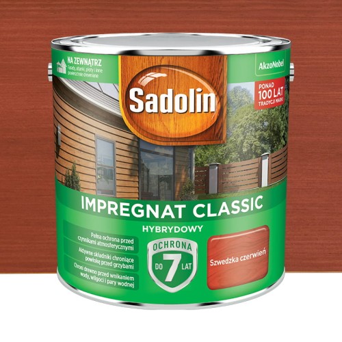 Sadolin Impregnat Classic Hybrydowy Szwedzka Czerwień 2,5L
