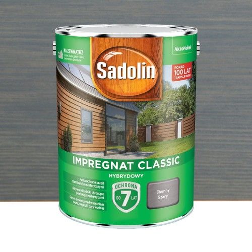 Sadolin Impregnat Classic Hybrydowy Ciemny Szary 4,5L