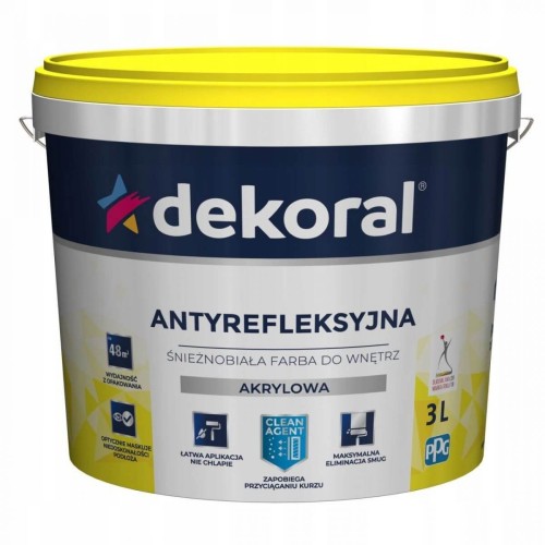 DEKORAL POLINAK PLUS FARBA AKRYLOWA BIAŁA 3 L