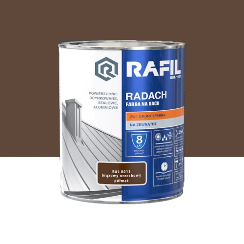 Rafil RADACH farba na dach 2w1 brązowy orzech półmat RAL8011 0,75L