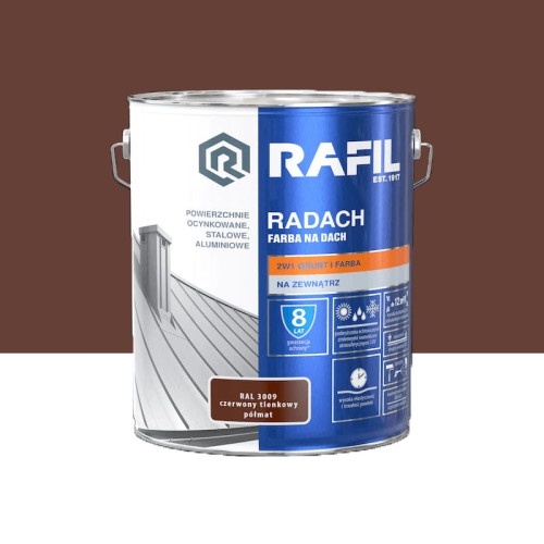 Rafil RADACH farba na dach 2w1 czerwony tlenkowy półmat RAL3009 10L