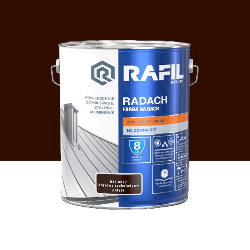 Rafil RADACH farba na dach 2w1 brąz czekoladowy połysk RAL8017 10L