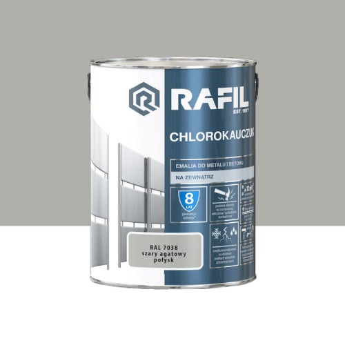 RAFIL Emalia Chlorokauczukowa szary agatowy połysk RAL7038 5L