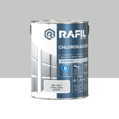 RAFIL Emalia Chlorokauczukowa szary jasny połysk RAL7035 5L