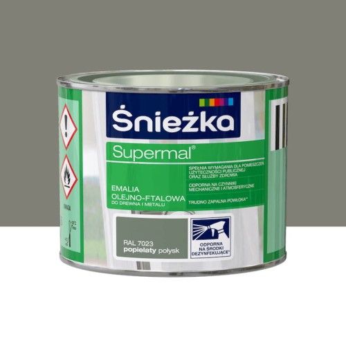 ŚNIEŻKA SUPERMAL Emalia olejno-ftalowa popielaty połysk RAL7023 0,2L