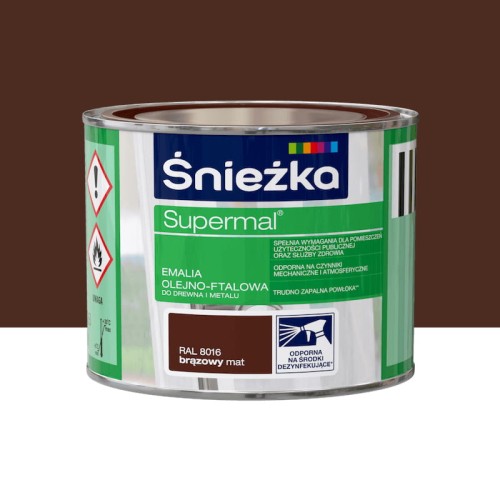 ŚNIEŻKA SUPERMAL Emalia olejno-ftalowa brązowy mat RAL8016 0,2L