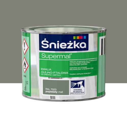 ŚNIEŻKA SUPERMAL Emalia olejno-ftalowa popielaty mat RAL7023 0,2L