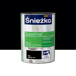 ŚNIEŻKA SUPERMAL Emalia olejno-ftalowa czarny mat F105 0,8L 