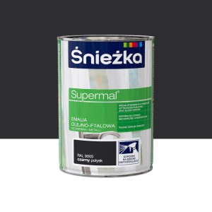 ŚNIEŻKA SUPERMAL Emalia olejno-ftalowa czarny połysk RAL9005 0,8L