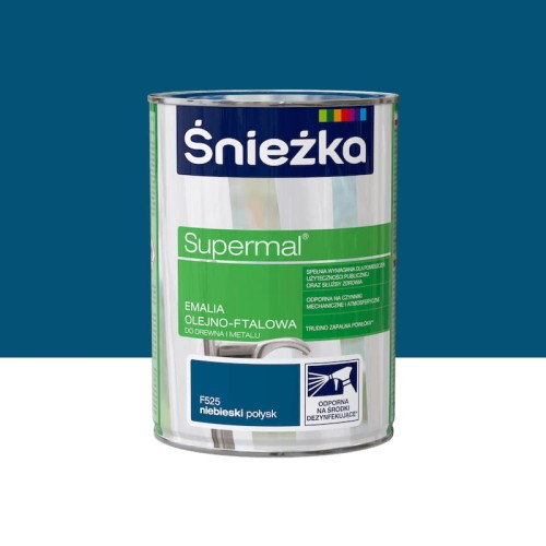ŚNIEŻKA SUPERMAL Emalia olejno-ftalowa niebieski połysk F525 0,8L