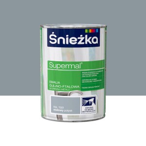 ŚNIEŻKA SUPERMAL Emalia olejno-ftalowa stalowy połysk RAL7001 0,8L
