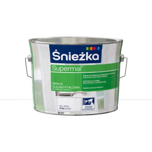 ŚNIEŻKA SUPERMAL Emalia olejno-ftalowa biały połysk RAL9003 2,5L