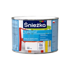 ŚNIEŻKA SUPERMAL Emalia akrylowa biały mat A500 0,4L