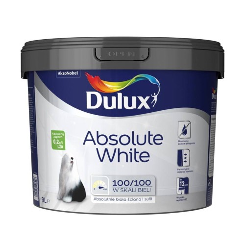 Farba Dulux Absolute White do ścian i sufitów 9L