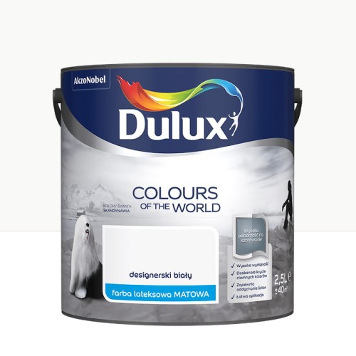 DULUX KOLORY ŚWIATA DESIGNERSKI BIAŁY 2,5L